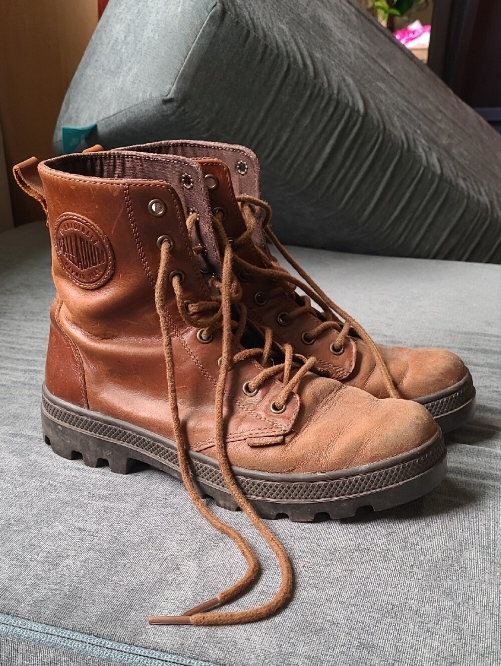 Palladium Brown Leather Women's Combat Boots